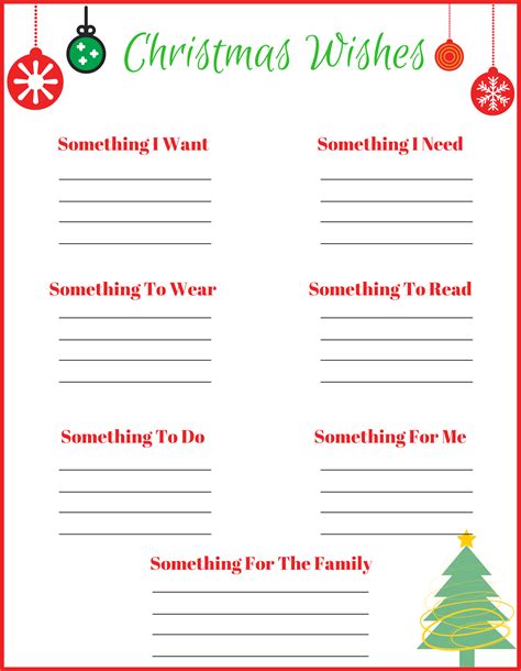 christmas lists printable