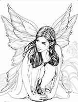 Drawings Fairies Colouring Feen Ausmalen Erwachsene Ausmalbilder Elfen Crouching Sketches Dover Digis Zeichnen Magical 塗り絵 Meerjungfrauen sketch template