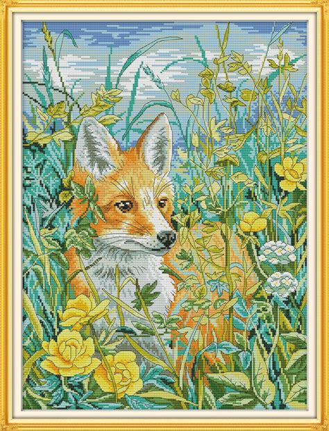 2020 the fox in the bush home cross stitch kit handmade
