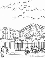 Train Station Coloring Pages Scene Color Railway Outside Template Print Sketch Hellokids Trains sketch template