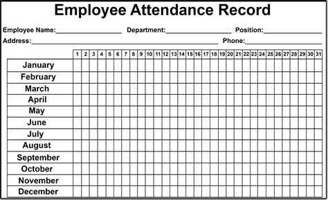 printable employee attendance tracker printable world holiday