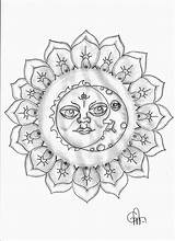 Moon Sun Drawing Stars Coloring Man Getdrawings sketch template