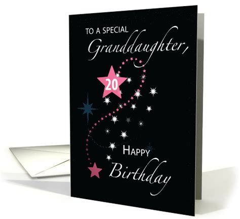 granddaughter  birthday star inspirational pink  black card