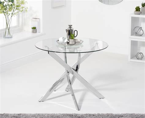 Cordova Round 95cm Glass And Chrome Dining Table Lycroft Interiors