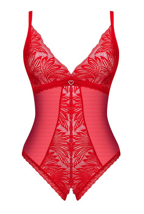 Red Lace Crotchless Teddy Bodysuit – Lingerie Seduction