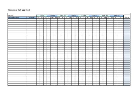 printable attendance sheet templates pinteres