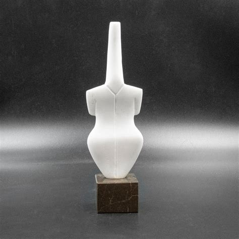 greek cycladic figurine hand sculpted marble statue minimalist abstract female art sculpture