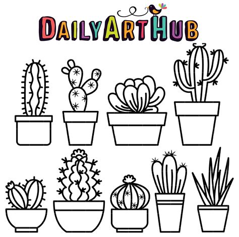 outline cactus clip art set daily art hub  clip art everyday