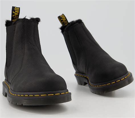 dr martens  fur lined chelsea boots black ambassador ankle boots