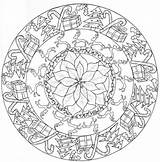 Mandala Christmas Coloring Pages Holiday Handrawn Created December Original sketch template