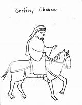 Literary Figures Coloring Geoffrey Poet 1400 1343 Chaucer British Name sketch template