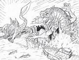 Godzilla Coloring Ghidorah Mothra Boyama Drawingskill Adora Oyunu Dinosaur Mecha Kong sketch template