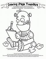 Coloring Pages Robot Writing Kissing Hand Tuesday Colouring Robots Lee General November Little Sheet Dulemba Week Fraggle Rock Color Popular sketch template