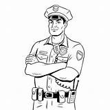 Policeman Coloring Poliziotto Colorare Vettore Boek Politieagent Kleurende Vectorillustratie sketch template