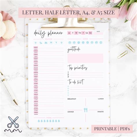 paper minimalist daily planner printable daily task planner printable   list printable daily