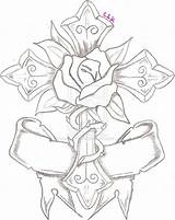 Cross Drawings Rose Drawing Roses Tattoo Ribbons Crosses Ribbon Tattoos Designs Coloring Draw Pages Cliparts Adult Stencil Stencils Pencil Sketch sketch template