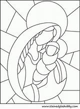 Stained Glass Coloring Jesus Mary Window Pages Holy Patterns Pattern Outline Vidrieras Nativity Christmas Santa Quilt Navidad Stain Tiffany Mother sketch template