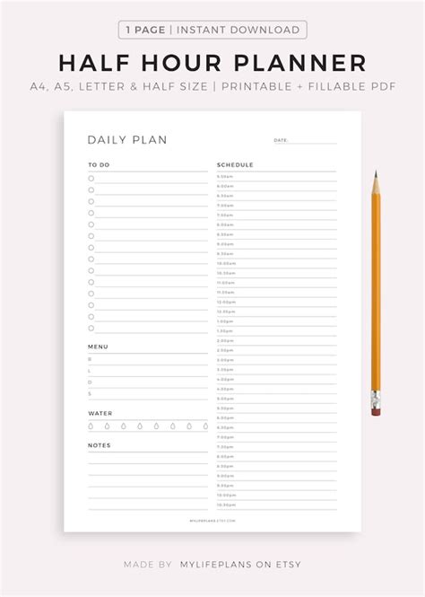 floral daily hourly planner template printable