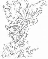 Kitsune Coloring Pages Lineart Color Getdrawings Getcolorings sketch template