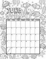Calendar Coloring Printable Kids Pages June 2021 Cute Choose Board August Calender sketch template
