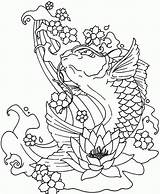 Coloring Pages Fish Water Koi Japanese Plants Drinking Underwater Lotus Coy Blooming Printable Land Getcolorings Cycle Popular Color Jumping Coloringhome sketch template