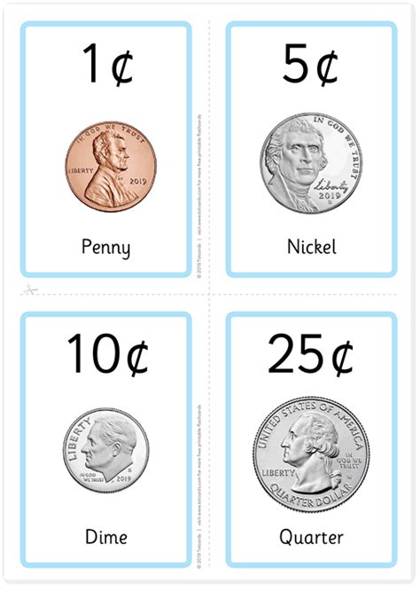 printable coin flashcards printable templates