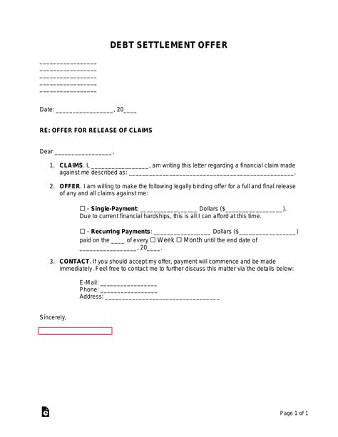 settlement offer letter template    type  offer