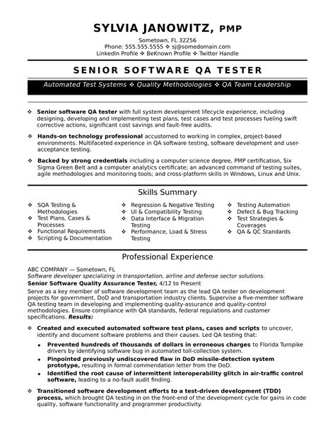 test analyst resume template mt home arts