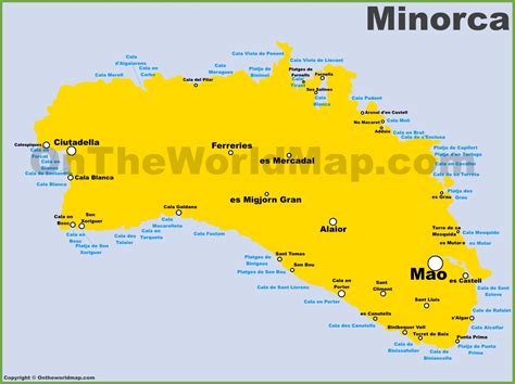 minorca maps balearic islands spain map  minorca menorca