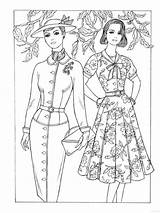 Historical Adult Fashions Sheets 1950 Adultos Dover Mandala sketch template
