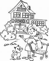 Coloring School Pages Back Little House Days Printable Go Girl Schools Learn Colouring Want Happy Drawing Print Kids Color Sheet sketch template