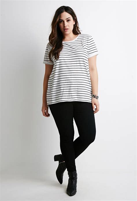 forever 21 plus striped tee cuff sleeves plus size fashion plus