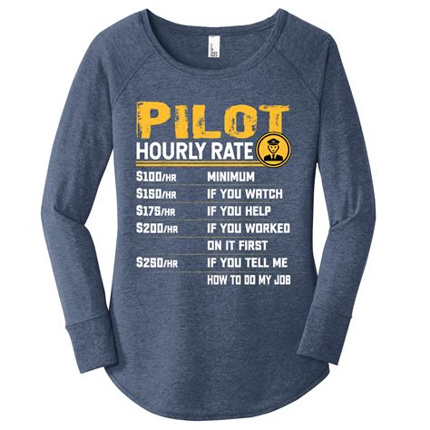 pilot hourly rate funny aviation airline airplane pilot womens perfect tri tunic long sleeve