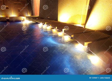 spa fountain stock image image  lights yellow water
