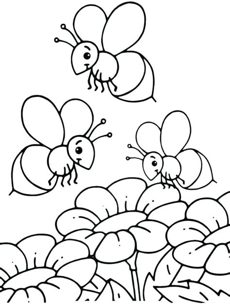bee  flower drawing  getdrawings