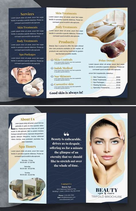 beauty spa trifold brochure template indesign  fold brochure spa