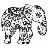 Coloring Elephant Mandala Outline Pages Indian Tattoo Printable Adults Drawing Color India Pattern Clipart Elephants Print Clip Coloring4free Tattoos Designs sketch template