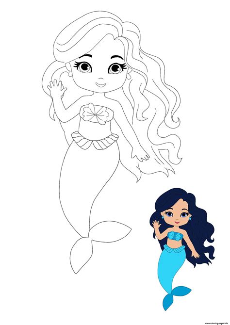 mermaid princess coloring page printable