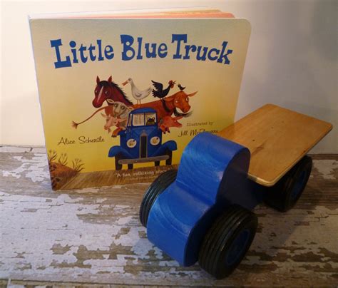 toy blue flatbed truck   blue truck book