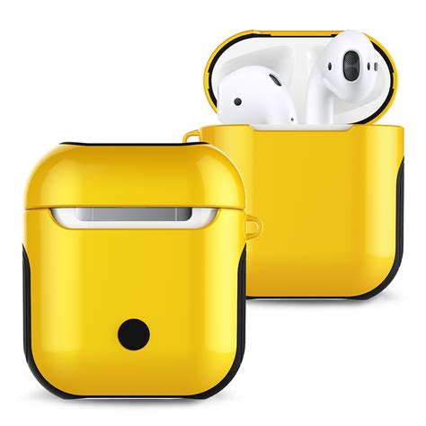 varnished pc bluetooth earphones case anti lost storage bag  airpods yellow alexnldcom