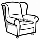Chair Clipart Drawing Clip Sofa Armchair Living Furniture Room Sketch Comfy Library Couch Line Chairs Svg Coloring Lineart Armchairs Adirondack sketch template