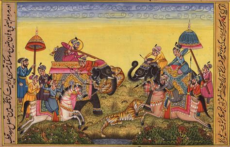 Mughal Empire Miniature Painting Handmade Imperial Royal Moghul Hunt