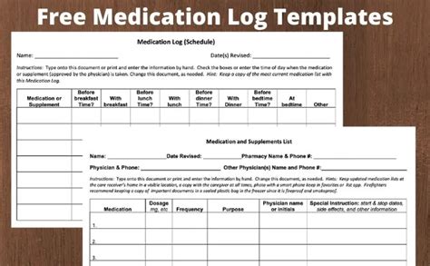 medication log templates