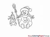 Winter Snowman Colouring Broom Children Coloring Sheet Title sketch template