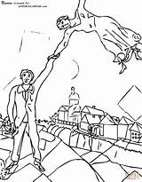 Chagall Coloring Colorare Disegni Opere Quadri Passeggiata Bambini Scuola Promenade Primaria Quadro Bellissimo Famosi Misti Supercoloring Arlecchino Mondrian Meglio Ciao sketch template
