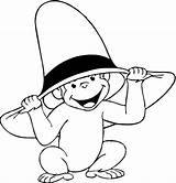 Curious George Coloring Pages Hat Kids sketch template