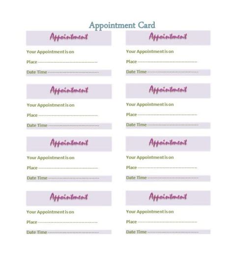 appointment reminder cards template  printable templates