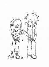 Emo Coloring Pages Couple Heart Anime Printable Print Give Ll Kids Cartoon Disney Adults Sheets Color Boy Cute Couples Chibi sketch template