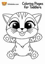 Coloring Kids Pages Toddlers Fun Print 123kidsfun Printable Colouring Colour Cat Worksheets Books sketch template