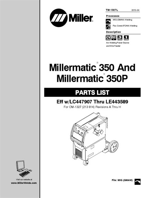 parts manual miller p  components electrical engineering